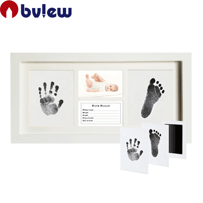 Bview Art Hot Selling Top Quality Newborn Baby Handprint Kit 2pcs Wooden Photo Frame DIY Gifts For Kids And Moms Keepsake