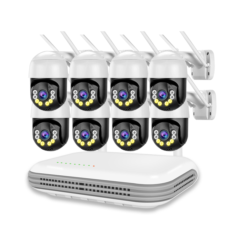 Новый 8-дюймовый мини NVR 3MP PTZ комплект Wifi камеры видеонаблюдения 2/4/6/8CH NVR набор ночного видения 5MP 4K наружный PTZ цвет