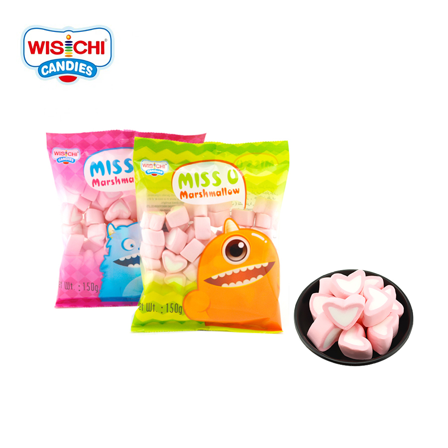 Бесплатный образец, 150 г, сладости MISS U brand marshmallow в форме сердца, Халяльные сладости marshmallow, ватные конфеты