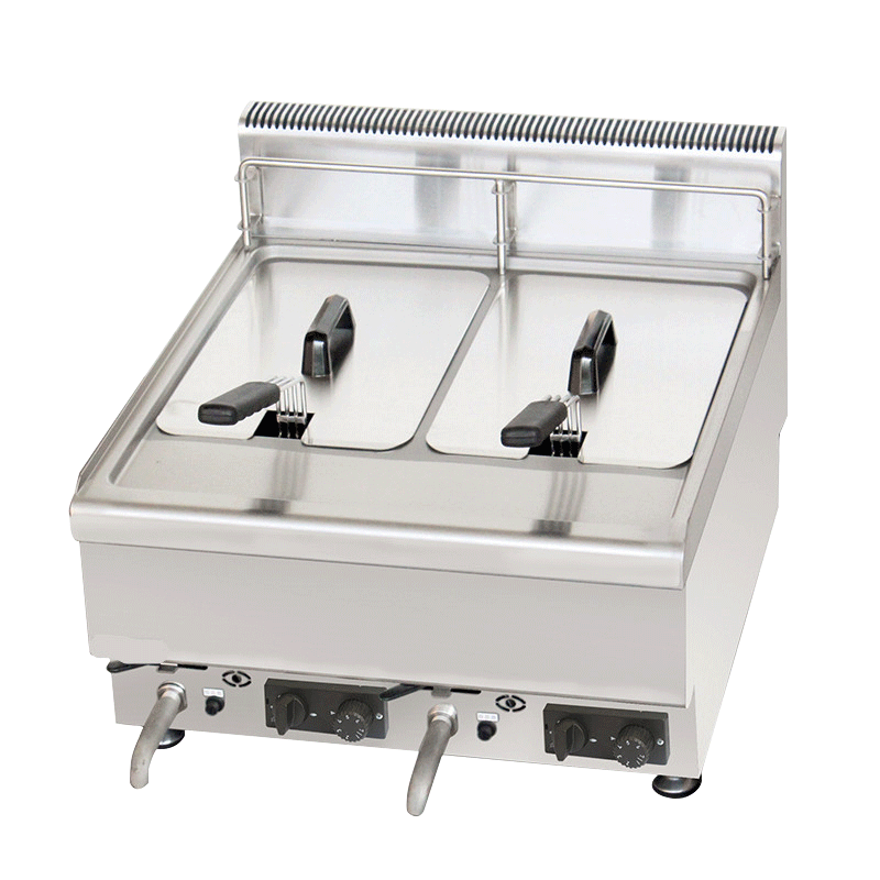 Desktop French fries machine 2 tank 2 basket Selected high-quality stainless steel materials gas commercial deep fryer