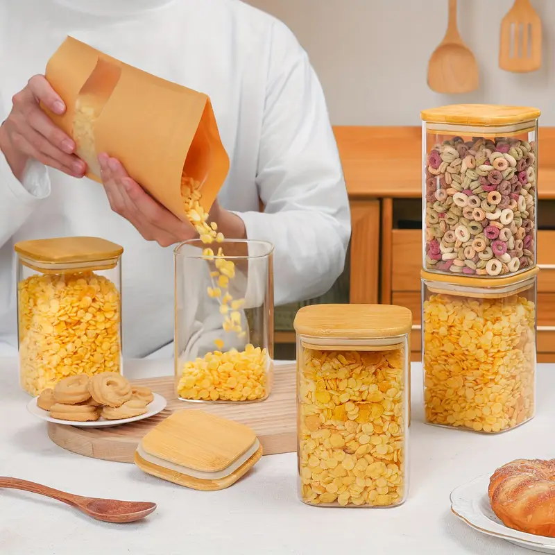 YOLOWE HOME Glass Storage Containers with Lids Storage and Organization air Tight Pantry Storage Containers Food Containers