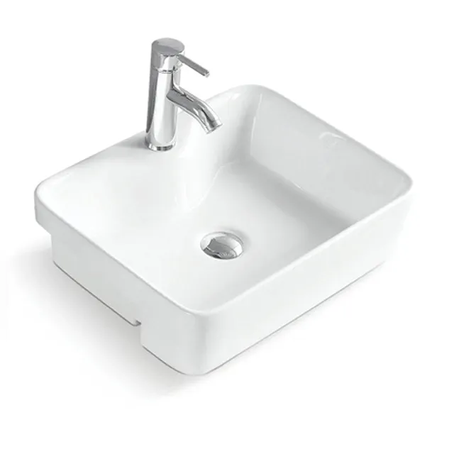 New design elegant rectangular shape table top ceramic bathroom sink countertop wash art basin for bathroom