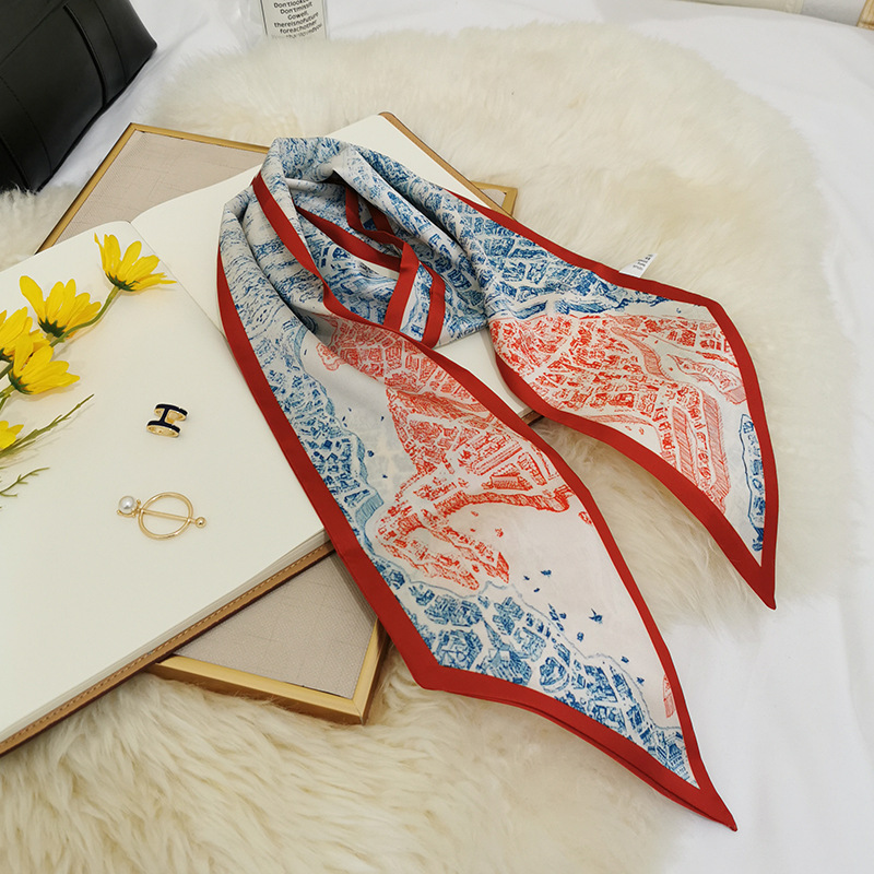 Autumn Spring Fashionable Silk Scarf Tie Bag Handle Mini Ribbon Scarf Lady Scarf