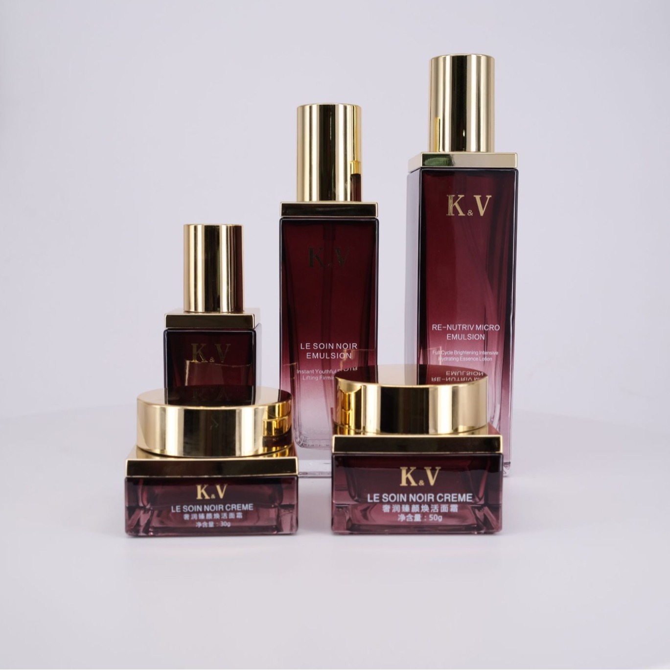 Heart K high-end square cosmetic bottle new set glass bottle special-shaped glass bottle