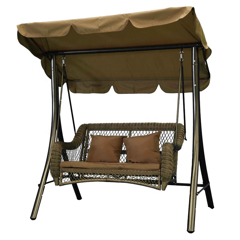 two seat loveseat swing chair leisure steel frame sofa bed outdoor furniture for hotel garden hanging chair hammock with canopy