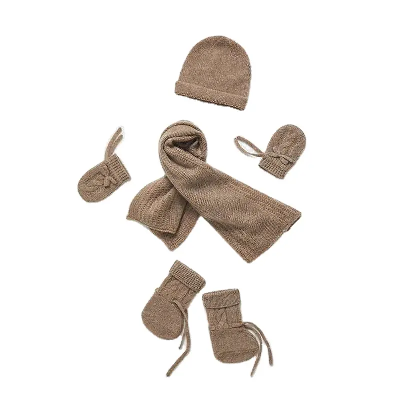 HOT SALE baby's cashmere set blanket beanie booties for new born baby