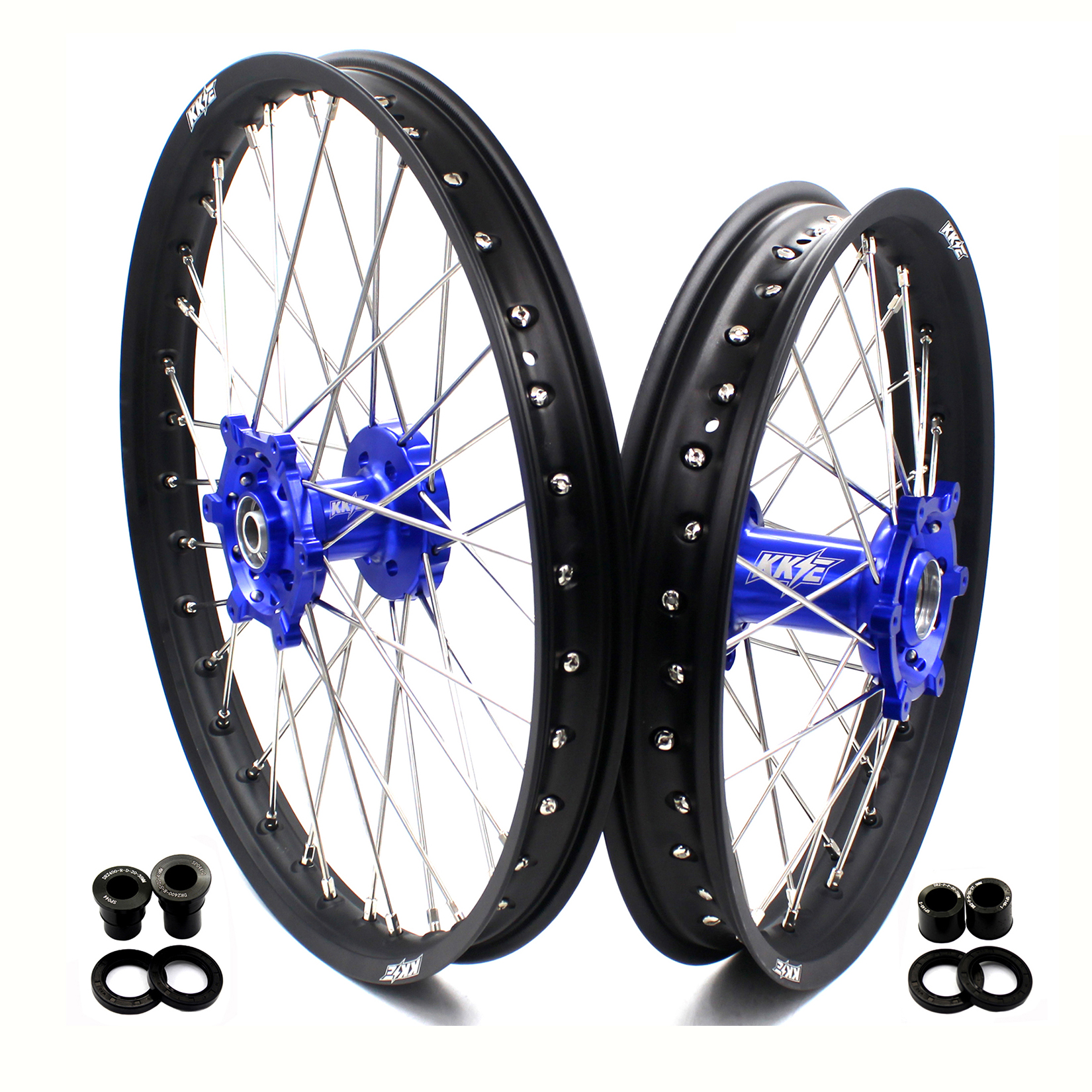 KKE мотоцикл 21/18 CNC Supermotard комплект колесных дисков, совместимых с SUZUKI DRZ400 DRZ400E DRZ400S синий концентратор черный обод