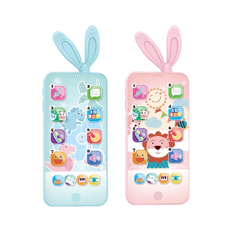 2 color cute rabbit musical smart cellphone for babies educational learning baby phone toy