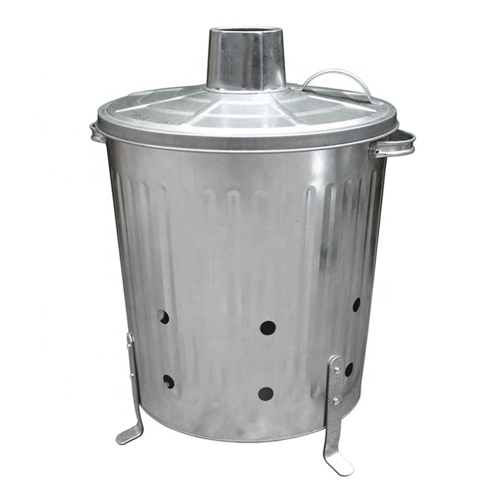 16L 35L металлический садовый портативный сжигатель с крышкой, садовый сжигатель отходов, оцинкованный сжигатель