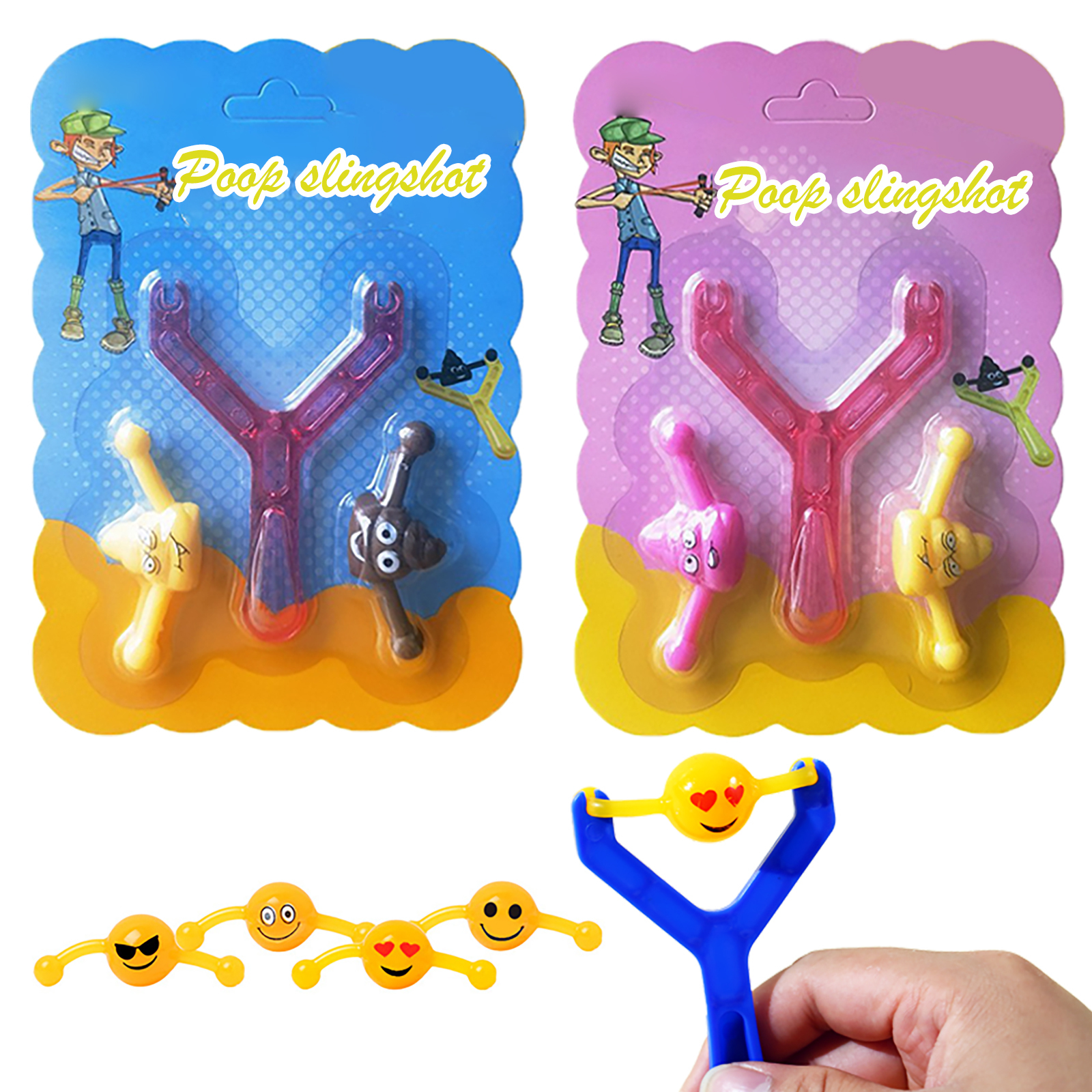 Unisex TPR Smiley Poop Slingshot Practical Stress-Relieving Archery Shooting Game Novelty Gag Toys Children's Parties Wholesale