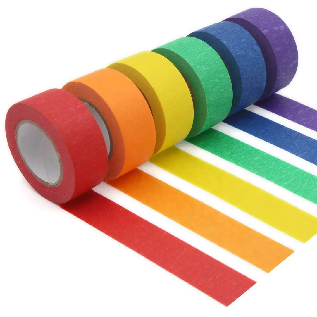 Hot Sale Colored Textured Paper Tape Masking Tape 1 inch Width Adhesive Tape for school kids handicraft Drafting Craft