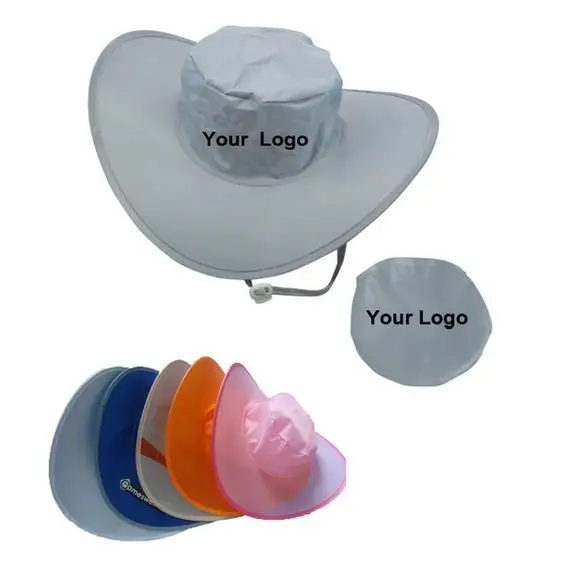 Promotional Folding Cowboy Hat with Pouch Custom Polyester Foldable Hat Pop-up Folding Cap With custom Logo