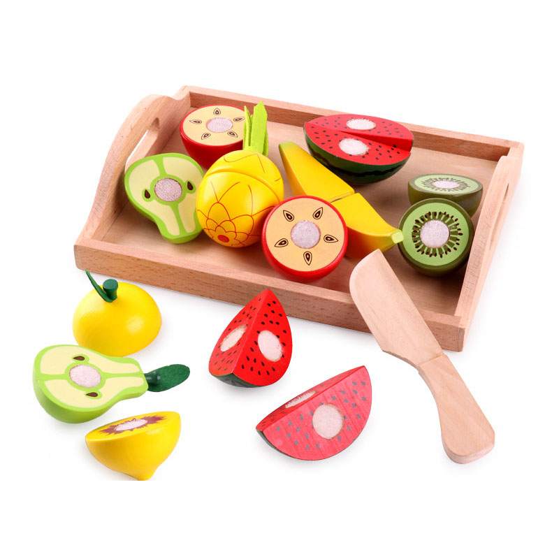 Wooden children's puzzle early education home toys fruit cut to see vegetables cut Music Kitchen toys