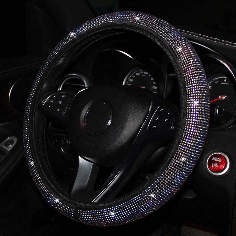 Wholesale rhinestone bling Universal 3-Spoke Wheel Four Seasons Car steering wheel cover