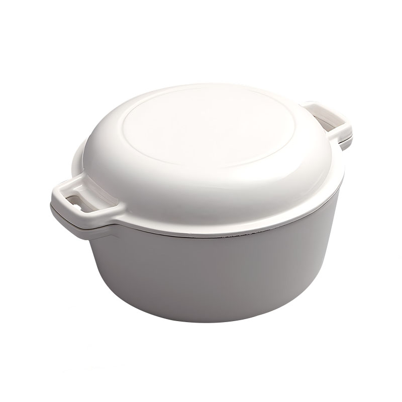 Cast iron enamelled pot baking deepened flat enamelled twin ears white thickened cast iron pot