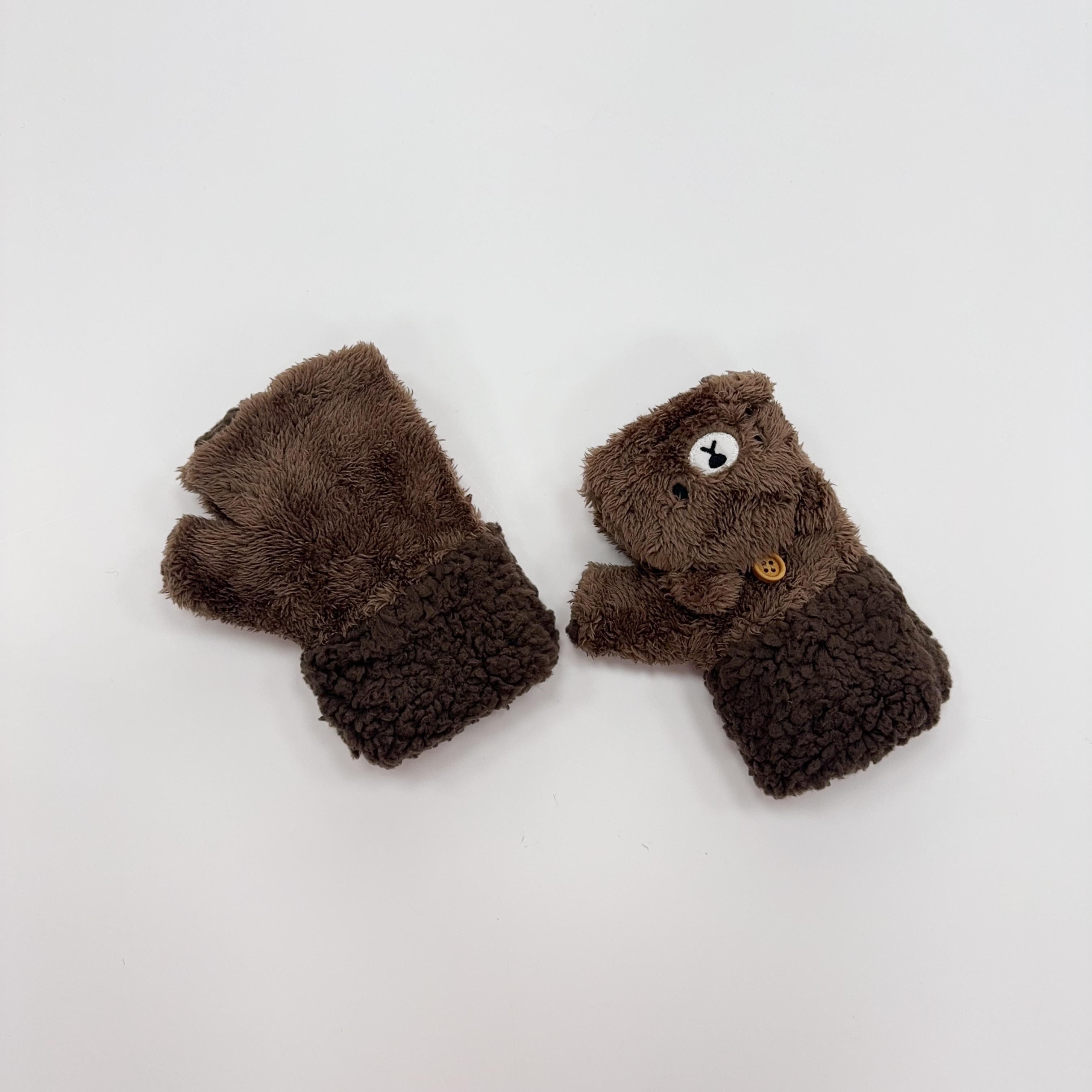 Winter Children's Cartoon Half Finger Gloves With Thick Warmth and Touchable Fingers Accept Customized Logo