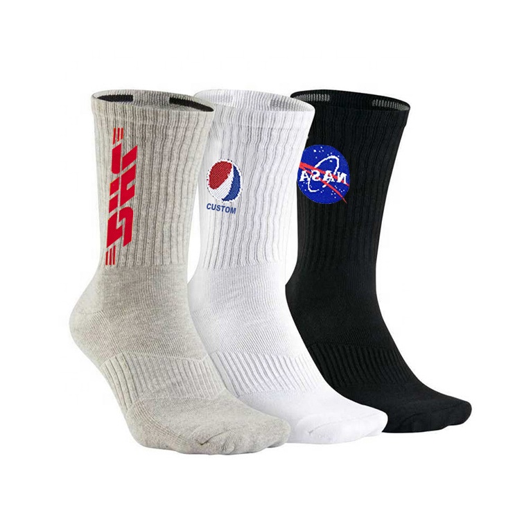Custom logo sports low MOQ men's socks men custom designer basketball crew athletic unisex socks manufacturer wholesale