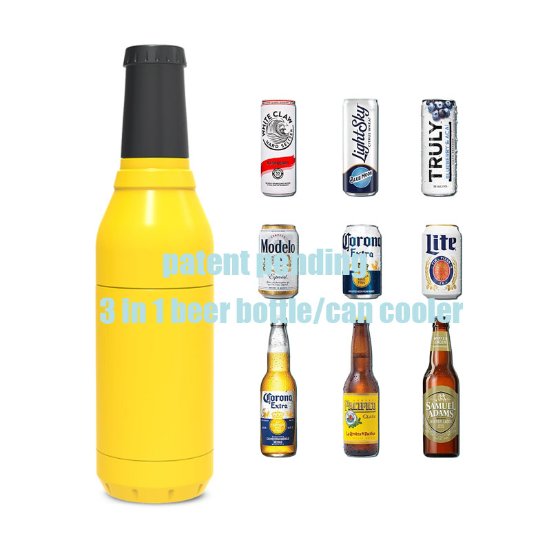 New Design 12OZ 4 3 In 1 Double Walled Vacuum Insulated 304 Stainless Steel Beer Can Bottle Cooler with Opener