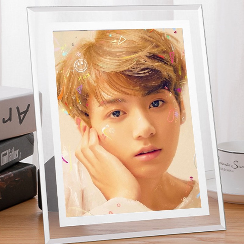 Kpop фоторамка 1 шт. Чехол для мобильного телефона в стиле "BTS Bangtan Boys 7 дюймов Большой фоторамка с украшением в виде кристаллов, стеклянная рамка для фото, украшения дома декоративные украшения Q76
