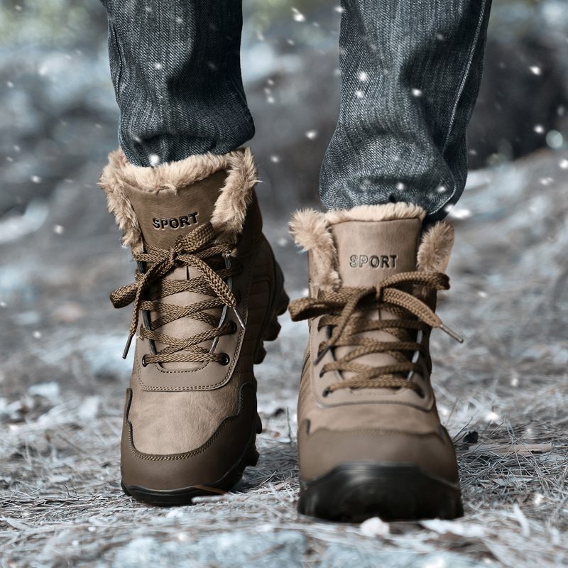 Waterproof Fur Winter Men's Boots Fashion Duck man Botas Warm Leather Snow Boots