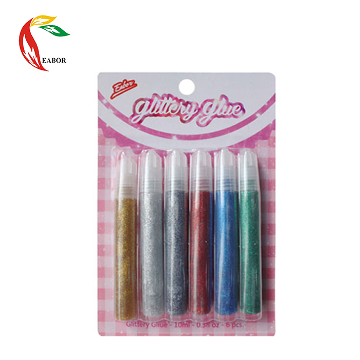 Kids Cartoon Blister Card 6Pcs 10Ml Glitter Glue Pen