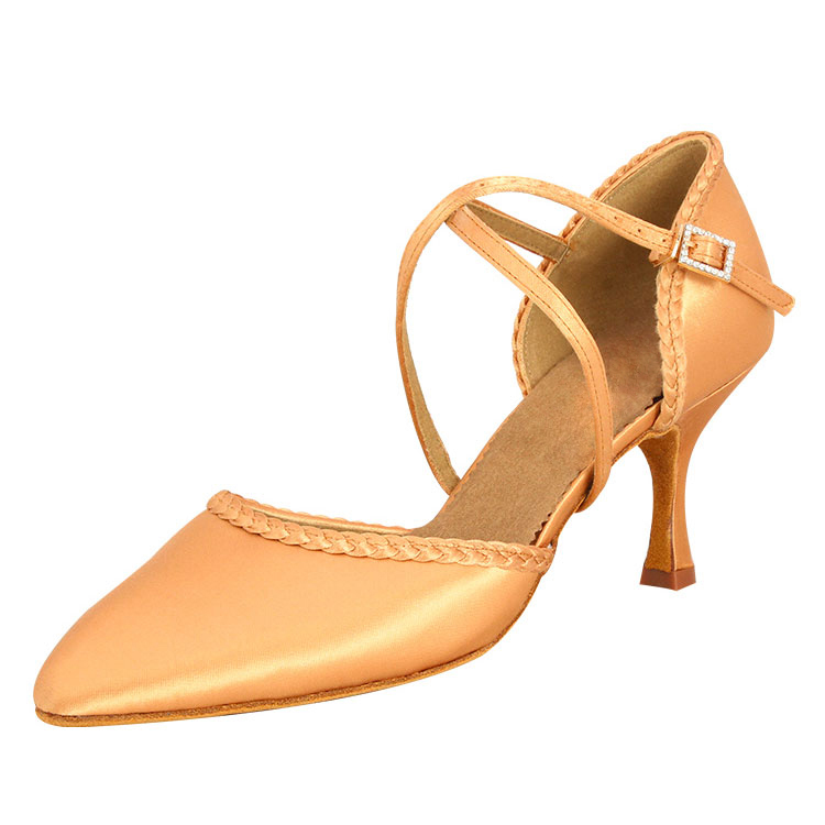 Closed toe diamond ballroom latin dance dancing shoes with rhinestone buckles