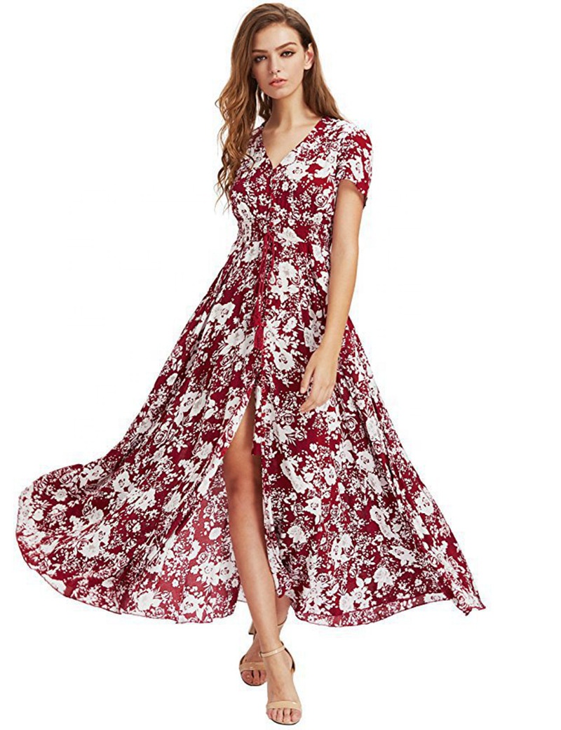 Fashion Casual Women Clothes Dress Bohemian Off Shoulder Party Cocktail flowy skinny tie dye printing womens Girls' Dresses