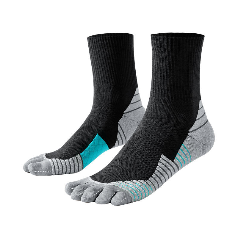 Manufacturer Custom Non Slip Running Quick Dry Breathable Cotton Five Finger Crew Sport Five Toe Socks