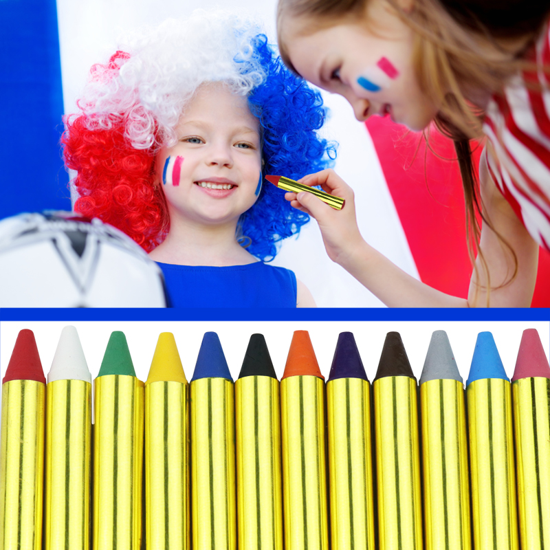 GP 12 Colors Crayons Water Based Makeup Body And Face Paint Kit For Kids Washable Kids Twist Up Silky Gel Skin Stick Set