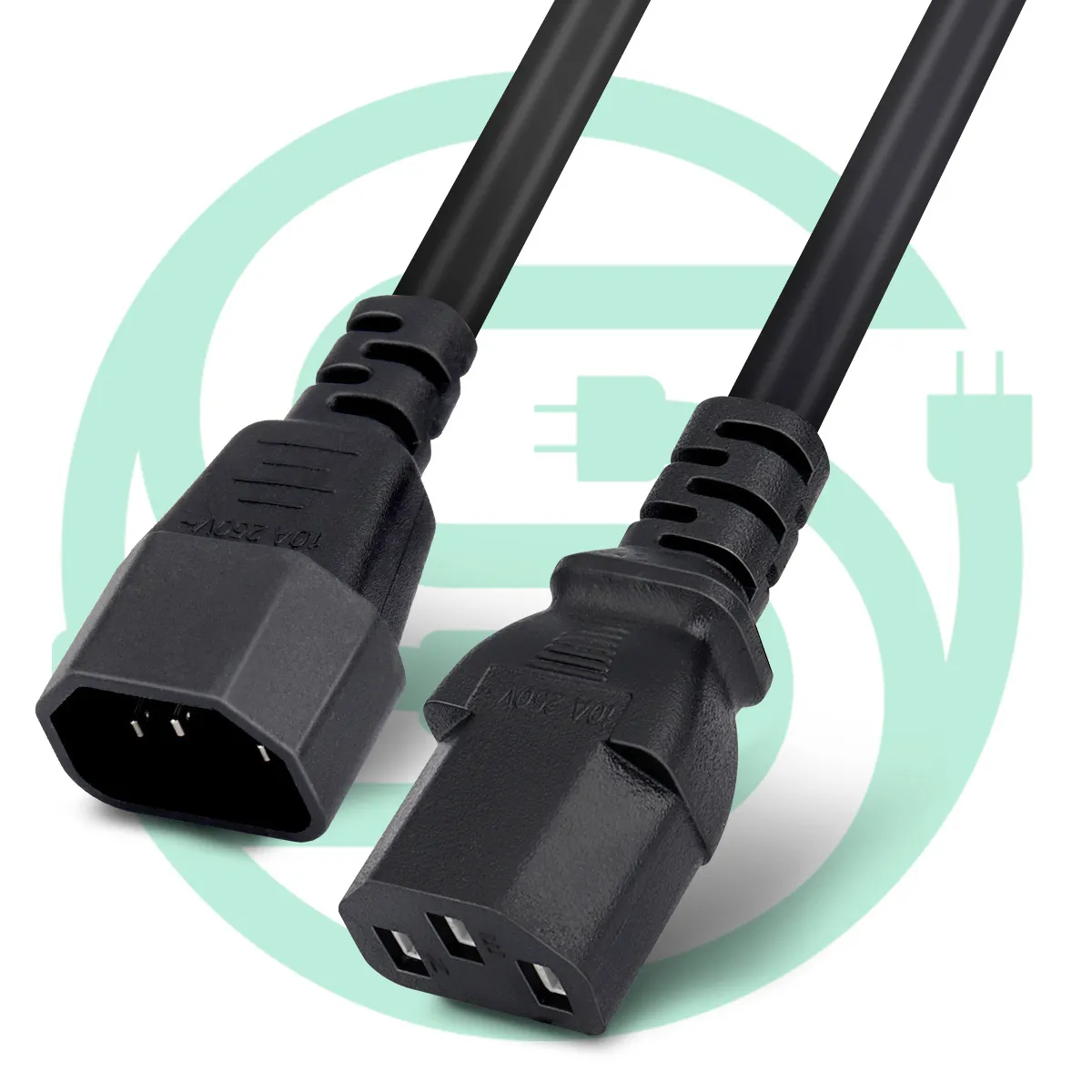 IEC 320 C14 to IEC 320 C13 Black Extension Cord, Power Extension Cable,AC Power Cord