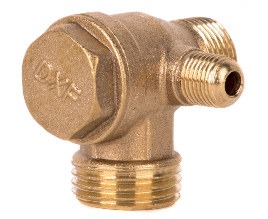 3-Port Brass Male Threaded Check Valve Connector 4.1cmx3.87cm For Air Compressor