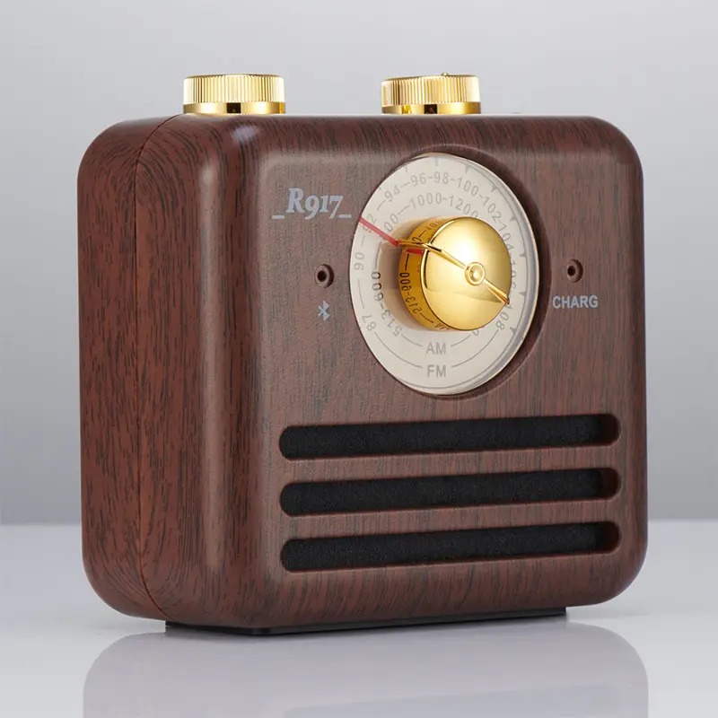 Retro Vintage Accent Bluetooths Speaker Walnut Retro Outdoor USB Mini Portable FM AUX Loud Radio Speakers