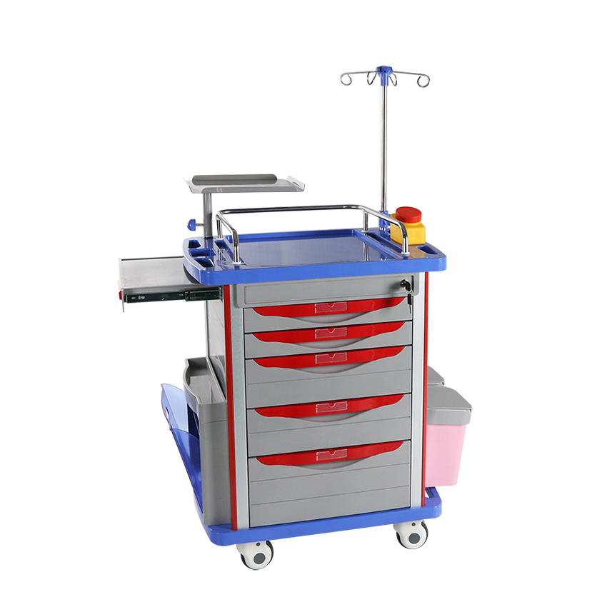 High Quality medical medicine trolley emergency cart ABS type for hospital and clinic