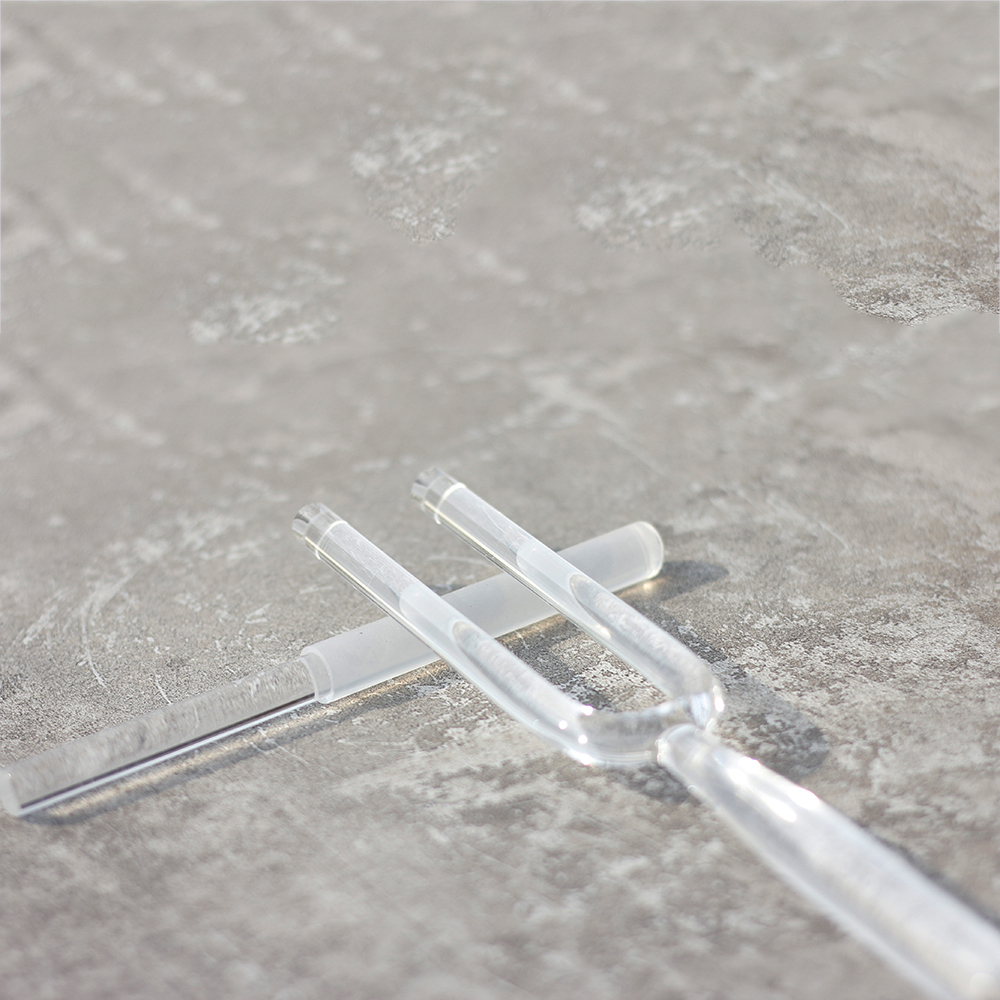 10 mm & 20 mm diameter customer required frequency transparent tuning fork crystal solfeggio tuning fork