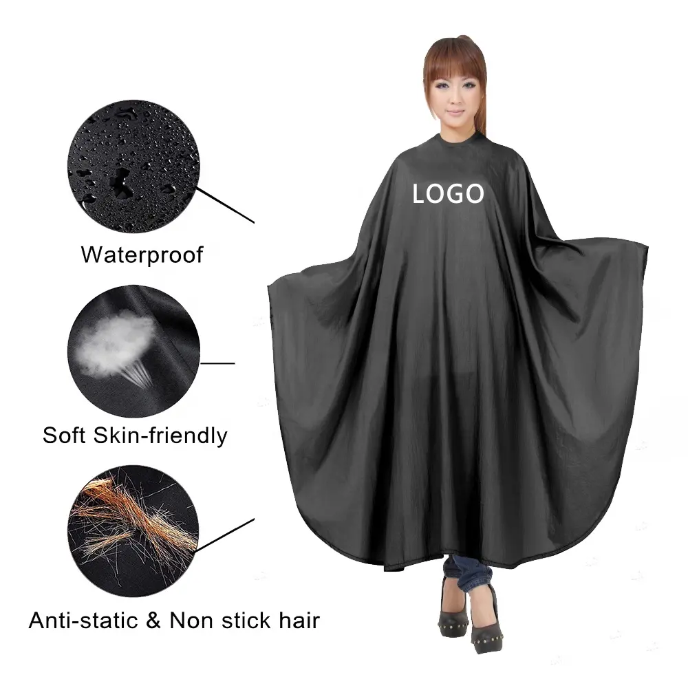 New Design Customized Logo Custom  polyester pongee Hair Salon Cape