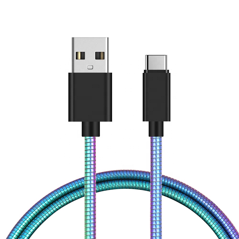 Лидер продаж, металлическое пружинное Зарядное устройство USB для iPhone, зарядный кабель, индивидуальный Выдвижной USB-кабель Micro/Type c для iPhone 13/12/11