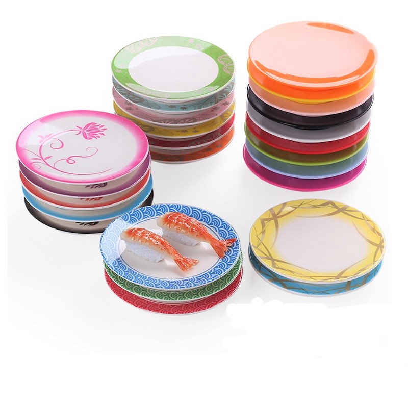 Pan Dinner plate Food Sushi Melamine Dish Rotary Sushi Plate Round Colorful Conveyor Belt Sushi Serving Plates Dinnerware DH8575