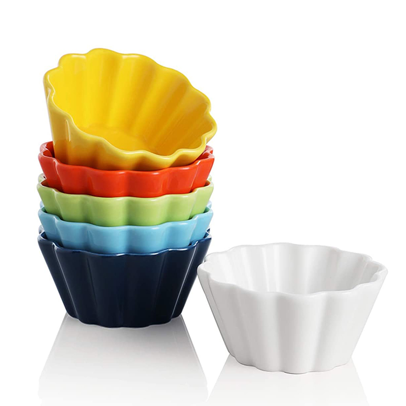 Ramekins for Creme Brulee, 4 Ounce Cupcake Baking Cups Ceramic Souffle Dishes
