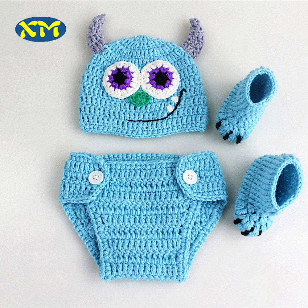 Оптовая продажа DIY ремесла ручной вязки Монстр малыш костюм вязаный крючком мультфильм шапки набор