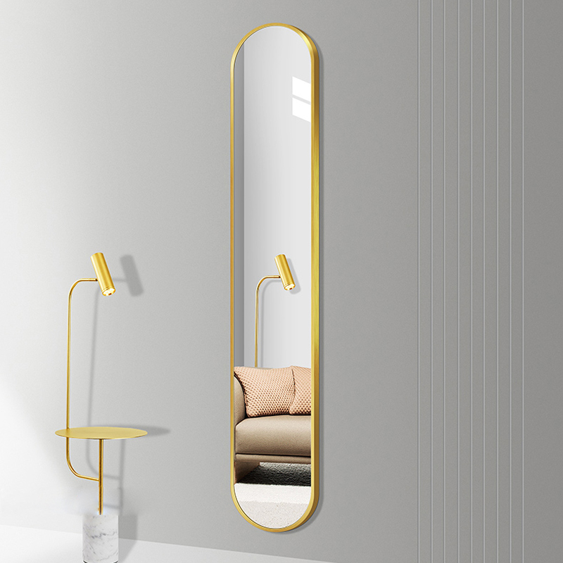 New Design Home Decorative Aluminium Alloy Frame Narrow Mirror Wall Mounted Full Length Mirror Dressing Mirror