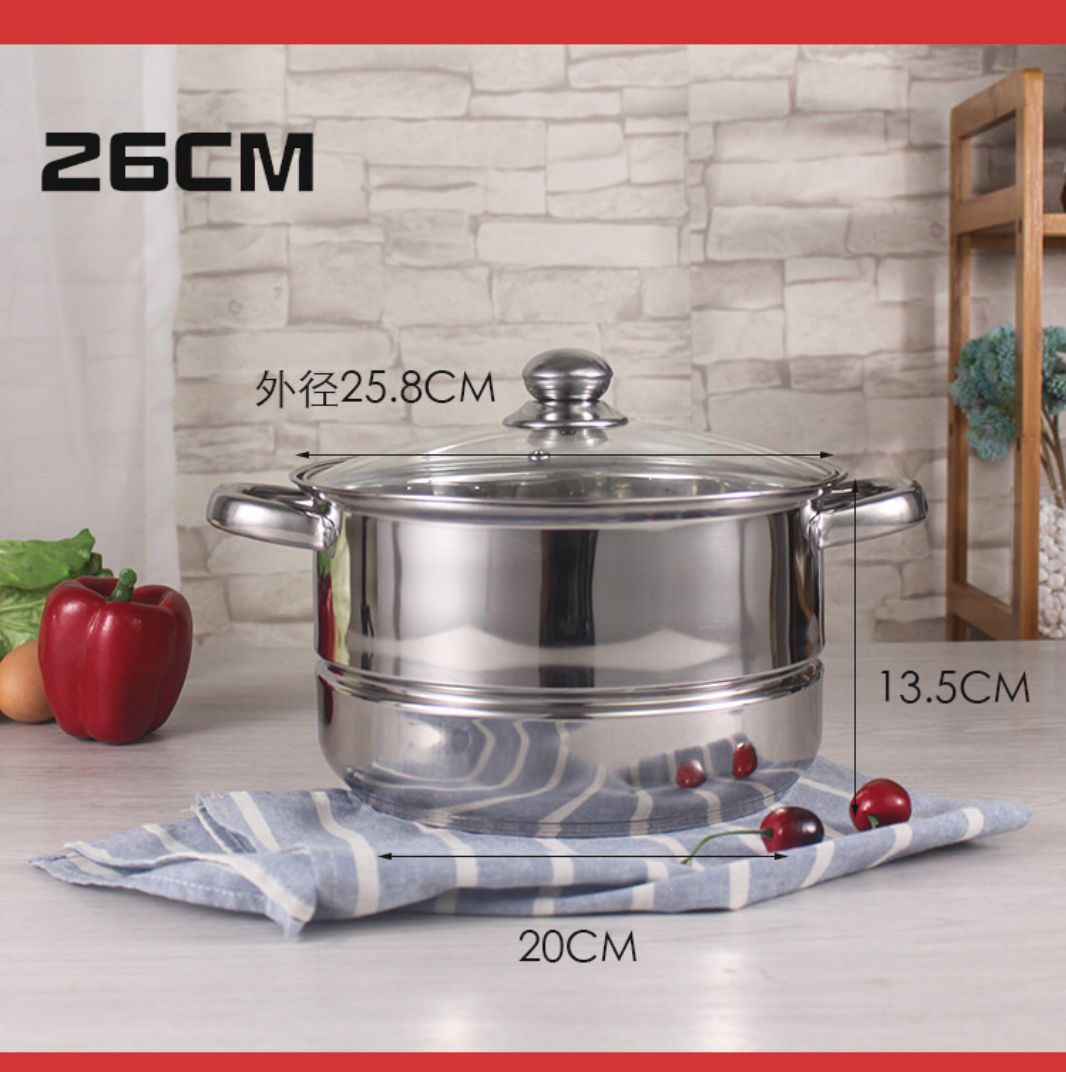 Export stainless steel soup pot rising type series of four - piece gift box set kitchen cooking pot with double bottom steamer