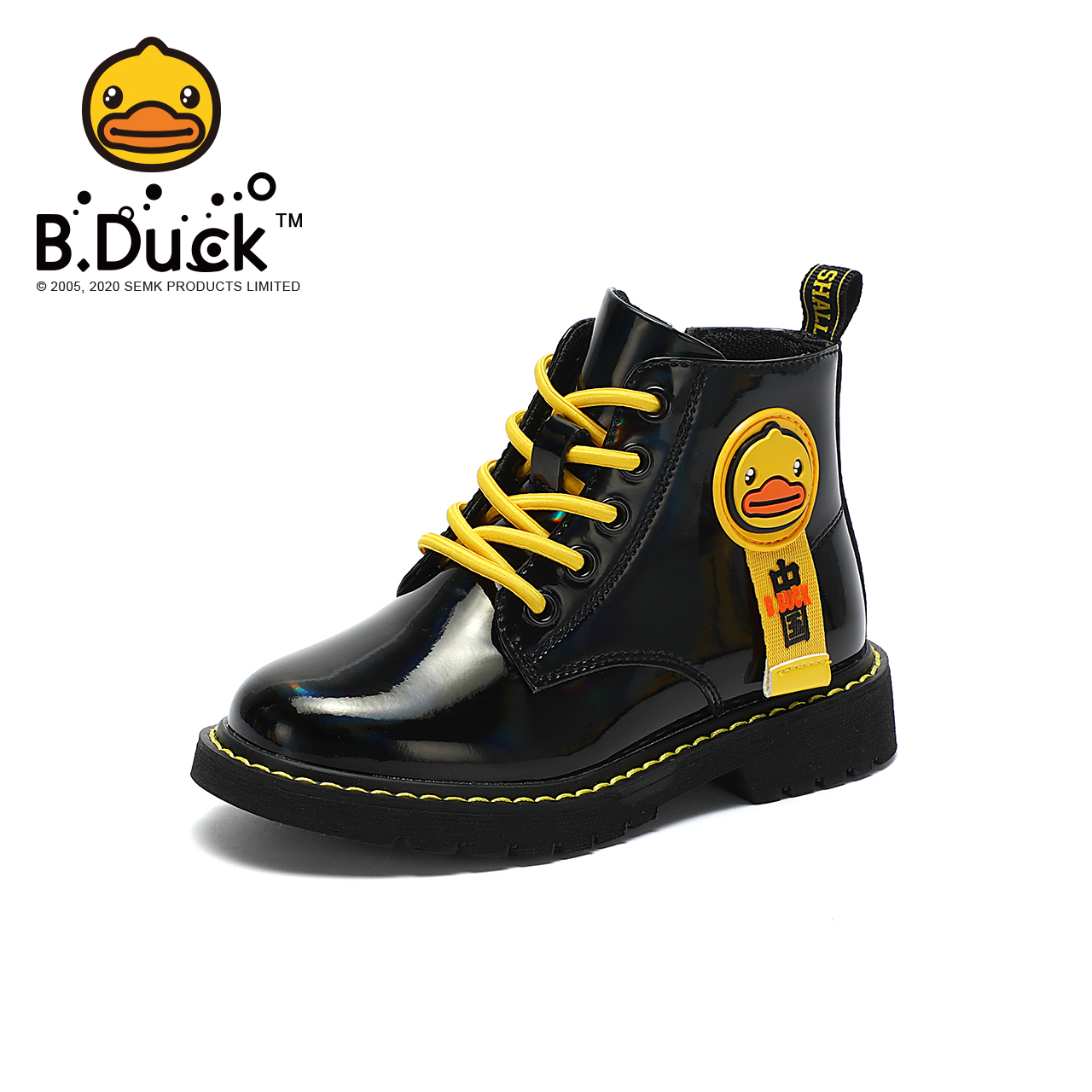 Детские кожаные туфли B.DUCK, школьные черные ботинки для детей
