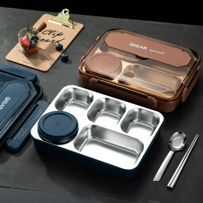 Wholesale Eco-Friendly Bento Box Kids Adults compartments tiffin Box 304 stainless steel lunchbox