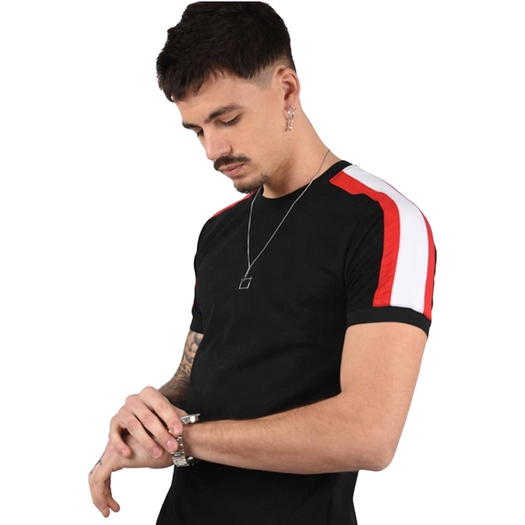 Футболка Maxgarment мужская с полосками на плечах, дизайнерская тенниска из чесаного хлопка в стиле хип-хоп