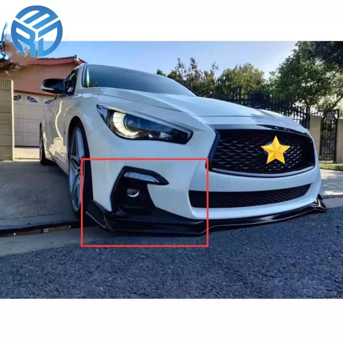 MRD для Infiniti Q50 Sport 2018 + крышка противотуманной фары, глянцевая отделка из полипропилена