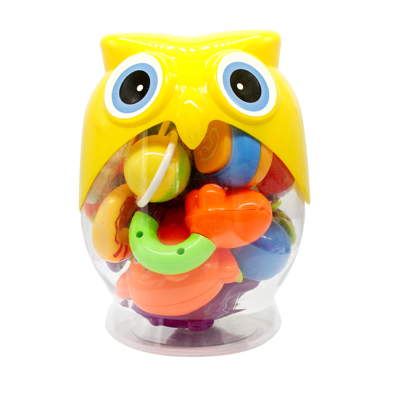 9pcs Babies grab shaking and spin rattle bell rattles toy early educational toys with owl bottle gifts set
