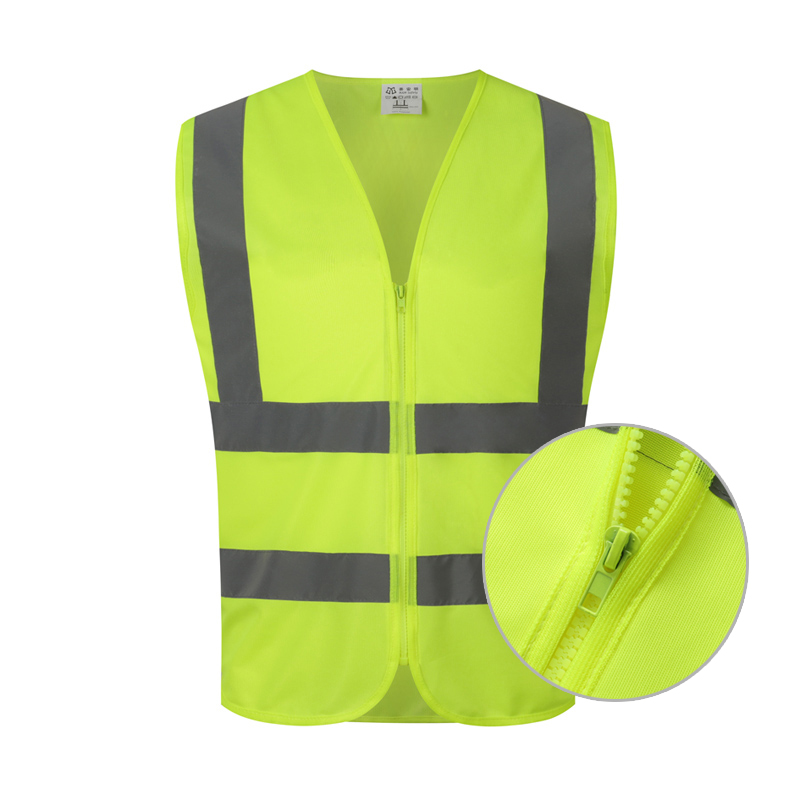 Пользовательский логотип сетки желтый оранжевый hi vis жилет безопасности с молнией