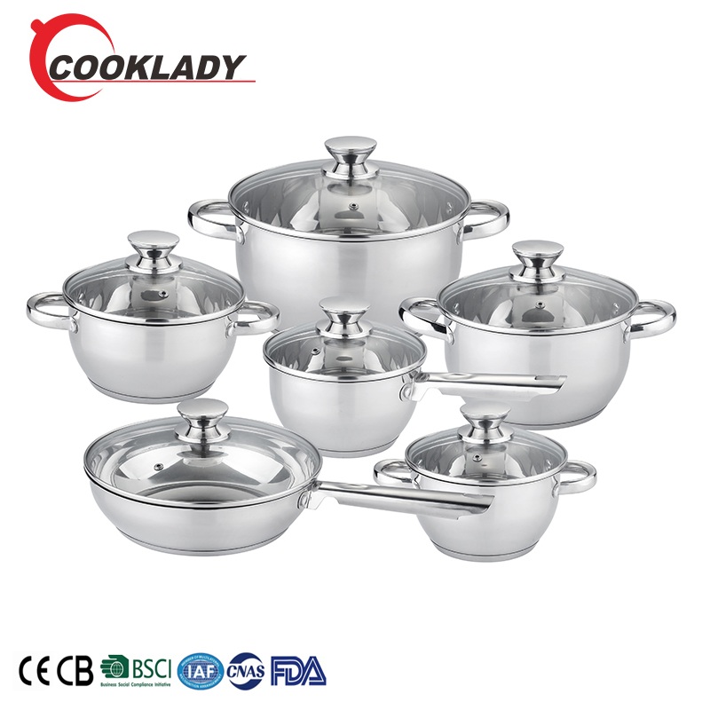 New Product 2020 12 Pcs Stainless Steel 201 Non Stick Pan Cookware Cookware Set