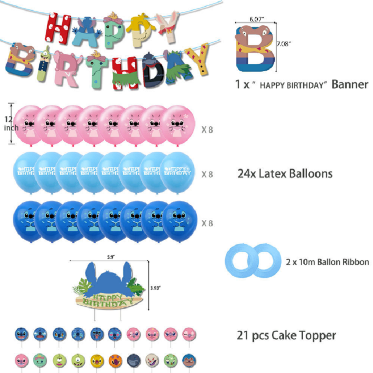 Stitch cartoon decorations birthday party gifts beautiful wall decorations wholesale children's birthday gifts party accessories