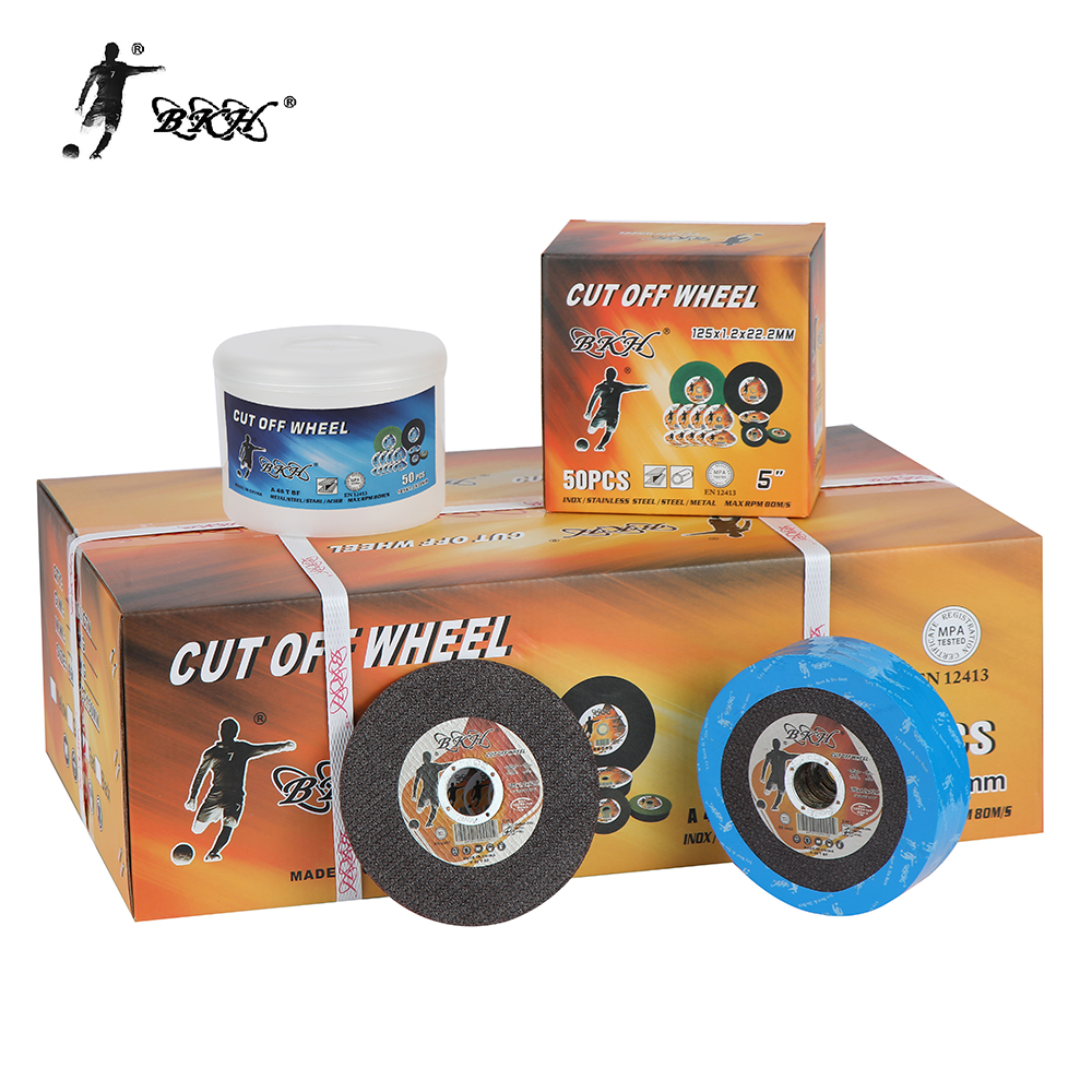 BKH High Grinding Ratio 125*1.2*22.2 mm Dark Red 2 Nets 5 Inch Abrasive Cutting Wheels For Polishing Steel Metal